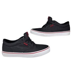 Vans Shoes Mens 7 Gray Red White Sneakers Skate Skater Comfy Lace Up Tie